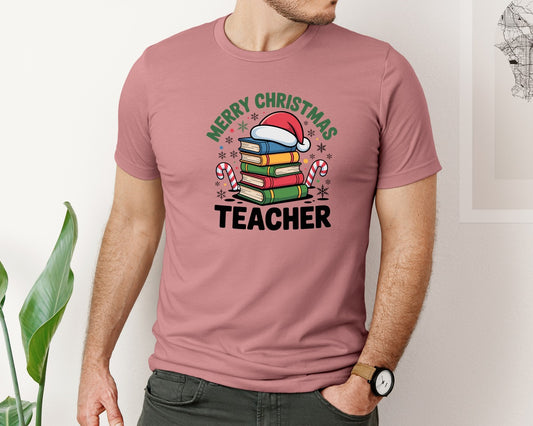 Merry Christmas Teacher Design Graphic T-Shirt