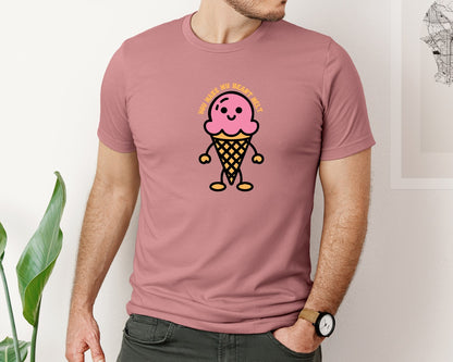 brand:Bella Canvas|color:Heather Mauve|You Make My Heart Melt Cute Ice Cream Graphic T-Shirt