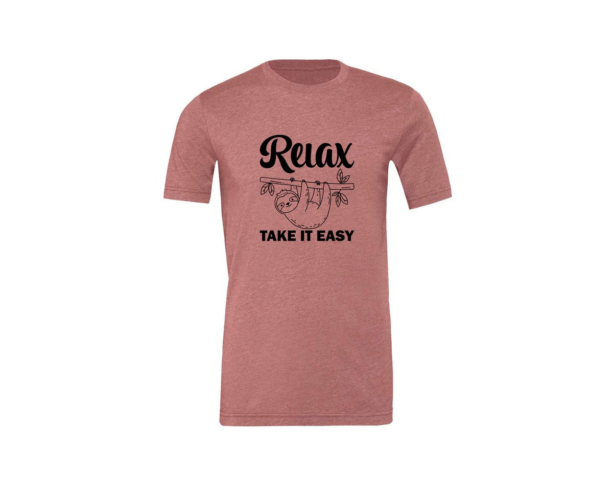 brand:Generic|color:Heather Mauve|Relax Take It Easy T Shirt Graphic T-Shirt