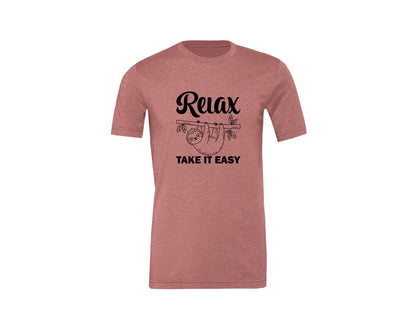 brand:Generic|color:Heather Mauve|Relax Take It Easy T Shirt Graphic T-Shirt