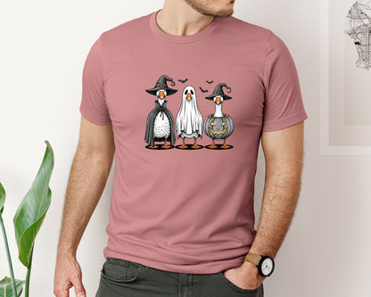 brand:Bella Canvas|color:Heather Mauve|Halloween Geese Spooky Goose Clipar Graphic T-Shirt