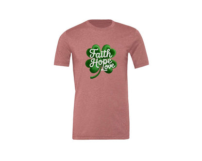 brand:Generic|color:Heather Mauve|Faith Hope Love Embroidery 3 Graphic T-Shirt