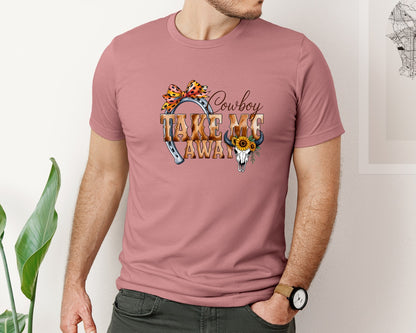 brand:Bella Canvas|color:Heather Mauve|Cowboy Take Me Away Graphic T-Shirt