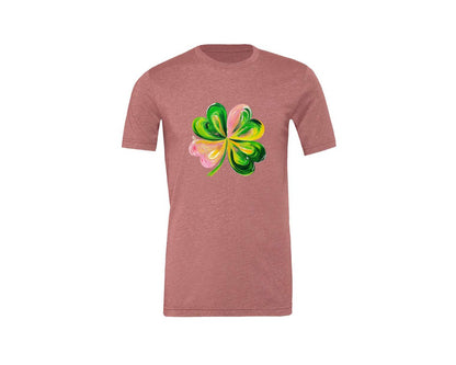 brand:Generic|color:Heather Mauve|Brushstroke Shamrock Graphic T-Shirt