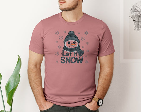 Knitted Style Let It Snow Snowman Graphic T-Shirt