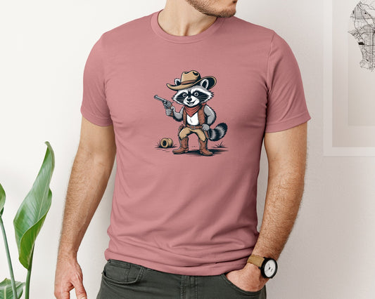 Funny Cowboy Racoon Graphic T-Shirt