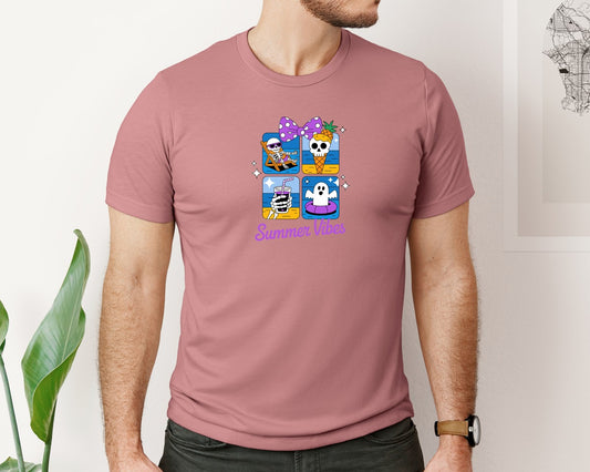 Summerween Halloween Vibes Bow Ghost Graphic T-Shirt