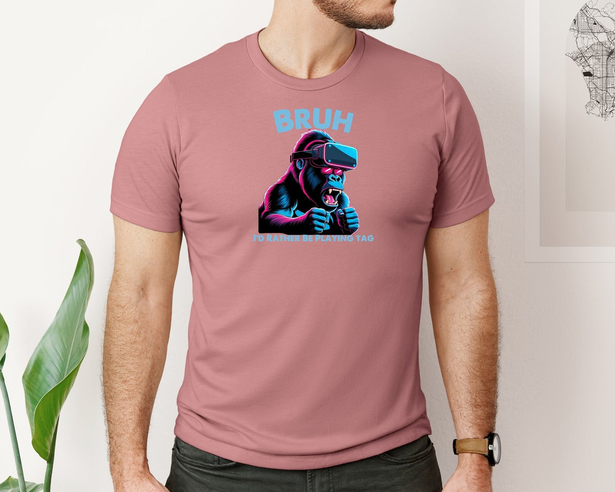 brand:Bella Canvas|color:Heather Mauve|Bruh Id Rather Be Playing Tag T Shirt Graphic T-Shirt