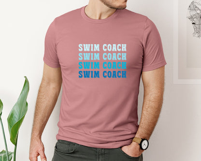 brand:Bella Canvas|color:Heather Mauve|Retro Swim Coach T Shirt Graphic T-Shirt