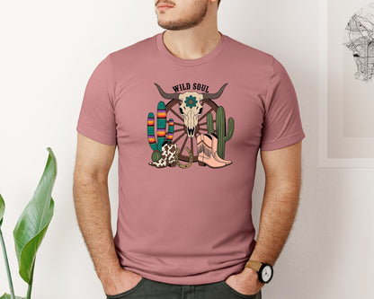 brand:Bella Canvas|color:Heather Mauve|Wild Soul Western Boho Graphic T-Shirt