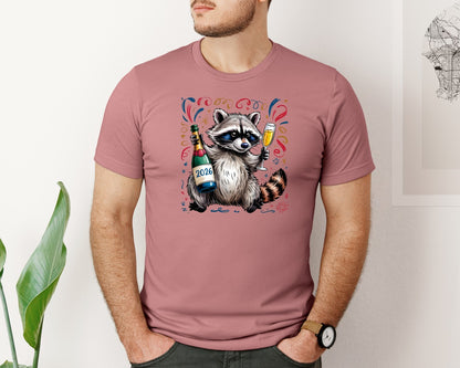brand:Bella Canvas|color:Heather Mauve|2026 Snarky New Year Raccoon Graphic T-Shirt