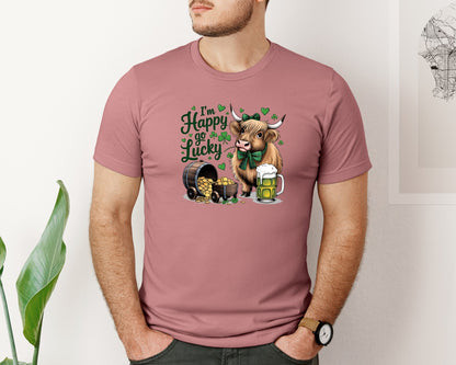 brand:Bella Canvas|color:Heather Mauve|St Patricks Day Highland Cow 18 Graphic T-Shirt