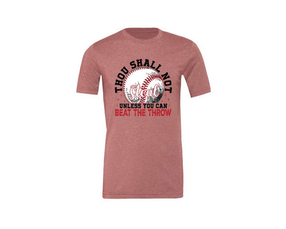 brand:Generic|color:Heather Mauve|Funny Baseball Thou Shall Not Steal Graphic T-Shirt