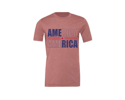 brand:Generic|color:Heather Mauve|America Patriotic Graphic T-Shirt