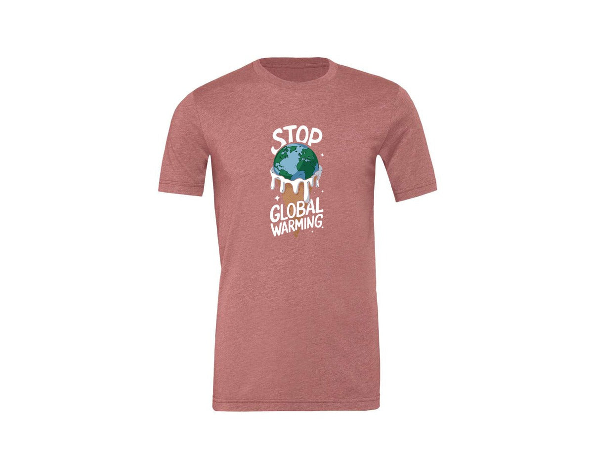brand:Generic|color:Heather Mauve|Stop Global Warming Funny Cute Teacher Graphic T-Shirt