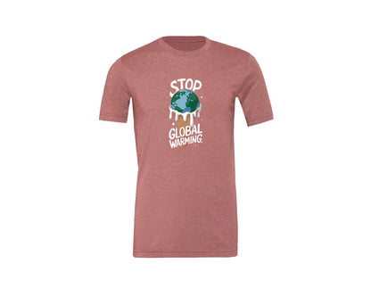 brand:Generic|color:Heather Mauve|Stop Global Warming Funny Cute Teacher Graphic T-Shirt
