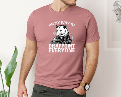 brand:Bella Canvas|color:Heather Mauve|Funny Opossum Driving T Shirt Design Graphic T-Shirt