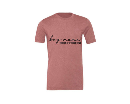 brand:Generic|color:Heather Mauve|Boy Mama From Son Up To Son Down 3 Graphic T-Shirt