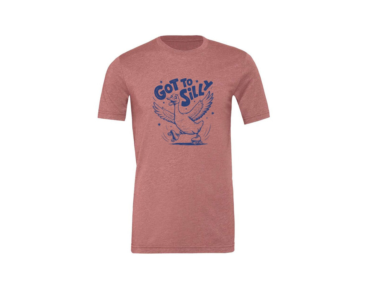 brand:Generic|color:Heather Mauve|Funny Goose Got Too Silly Design Graphic T-Shirt