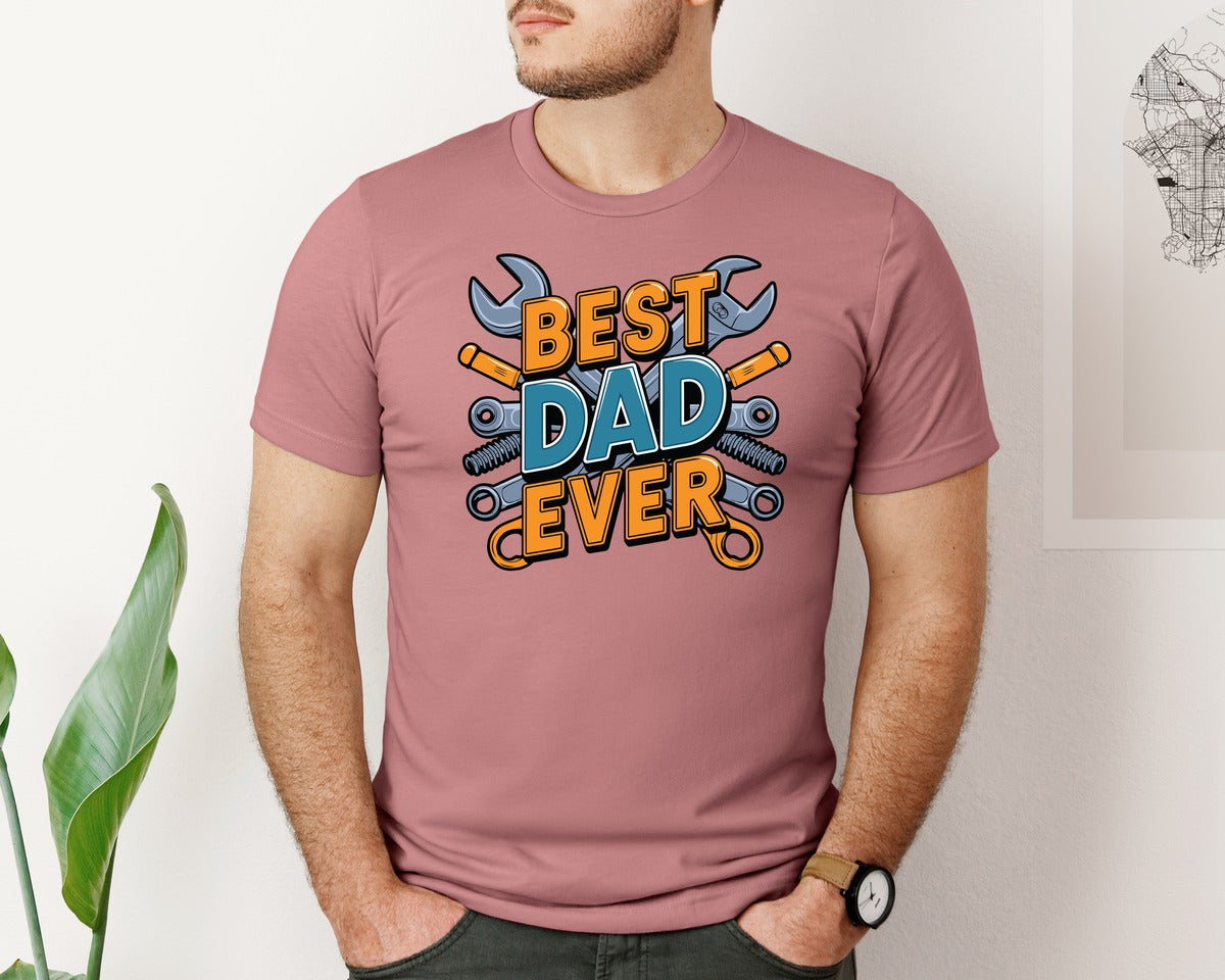 brand:Bella Canvas|color:Heather Mauve|Mechanic Dad 3 Graphic T-Shirt
