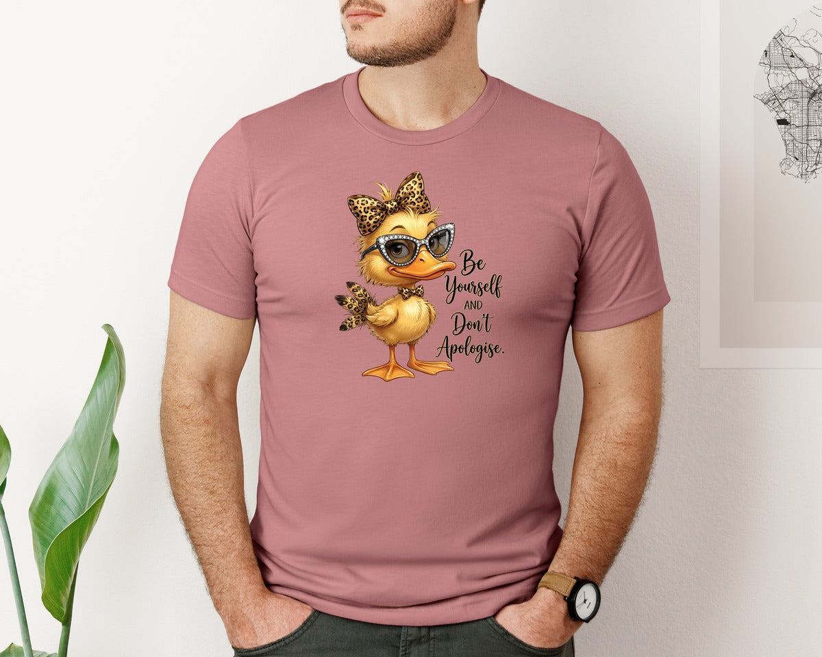 brand:Bella Canvas|color:Heather Mauve|Cute Stylish Duck Funny Design Graphic T-Shirt
