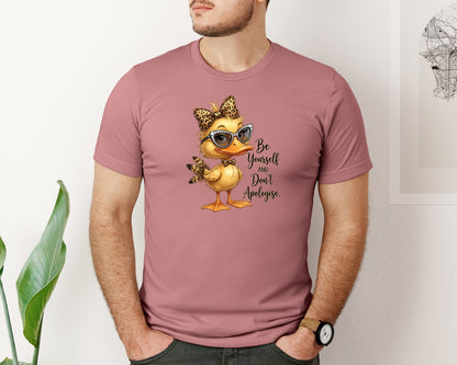 brand:Bella Canvas|color:Heather Mauve|Cute Stylish Duck Funny Design Graphic T-Shirt