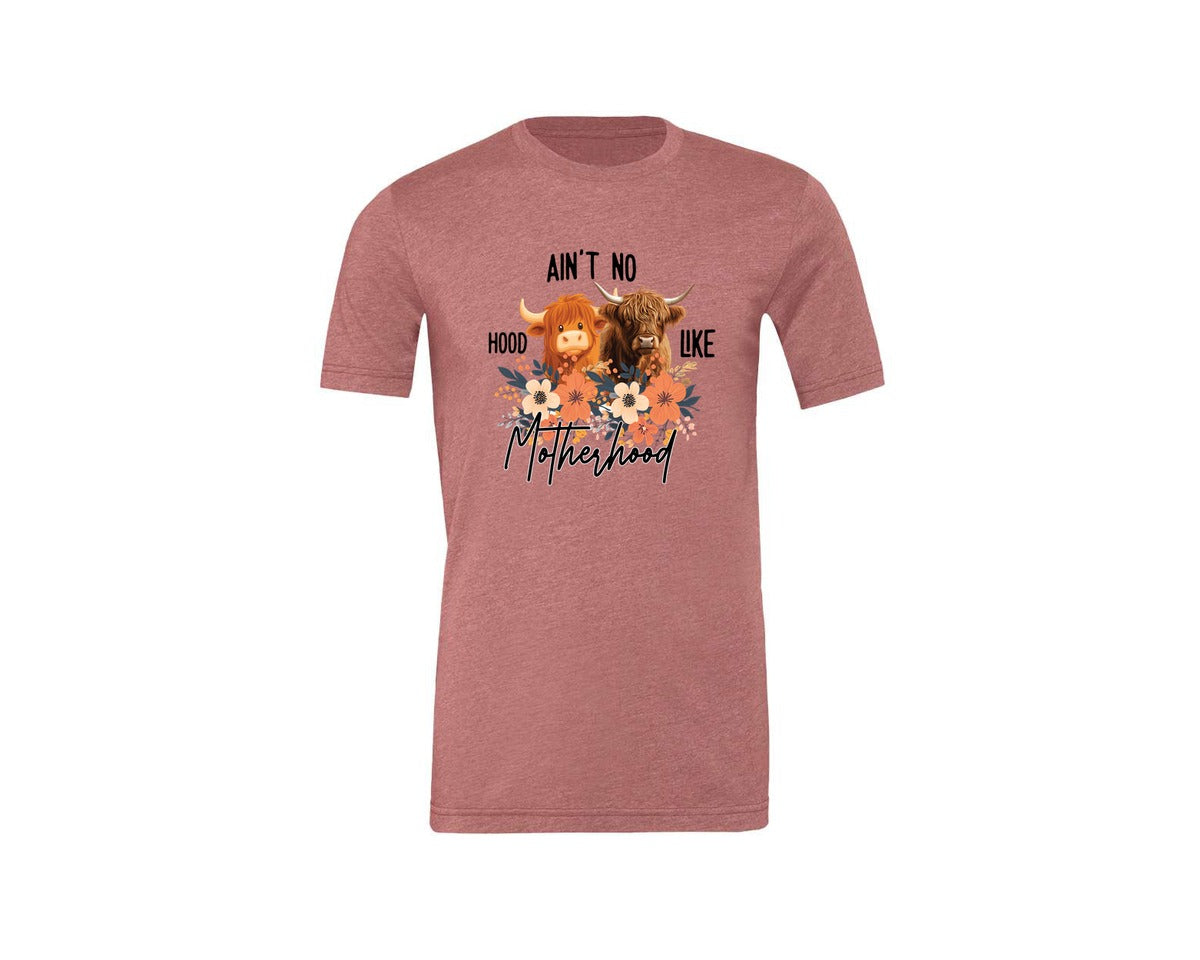 brand:Generic|color:Heather Mauve|Aint No Hood Like Motherhood Mom Graphic T-Shirt