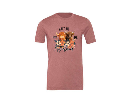 brand:Generic|color:Heather Mauve|Aint No Hood Like Motherhood Mom Graphic T-Shirt