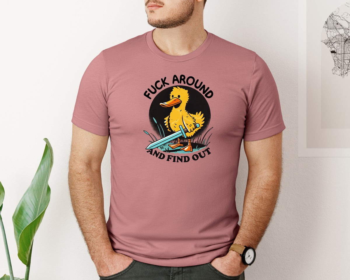 brand:Bella Canvas|color:Heather Mauve|Funny Duck Fafo Duck Sarcastic Graphic T-Shirt
