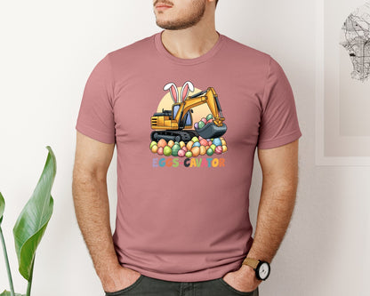 brand:Bella Canvas|color:Heather Mauve|Eggs Cavator Easter Excavator 2 Graphic T-Shirt