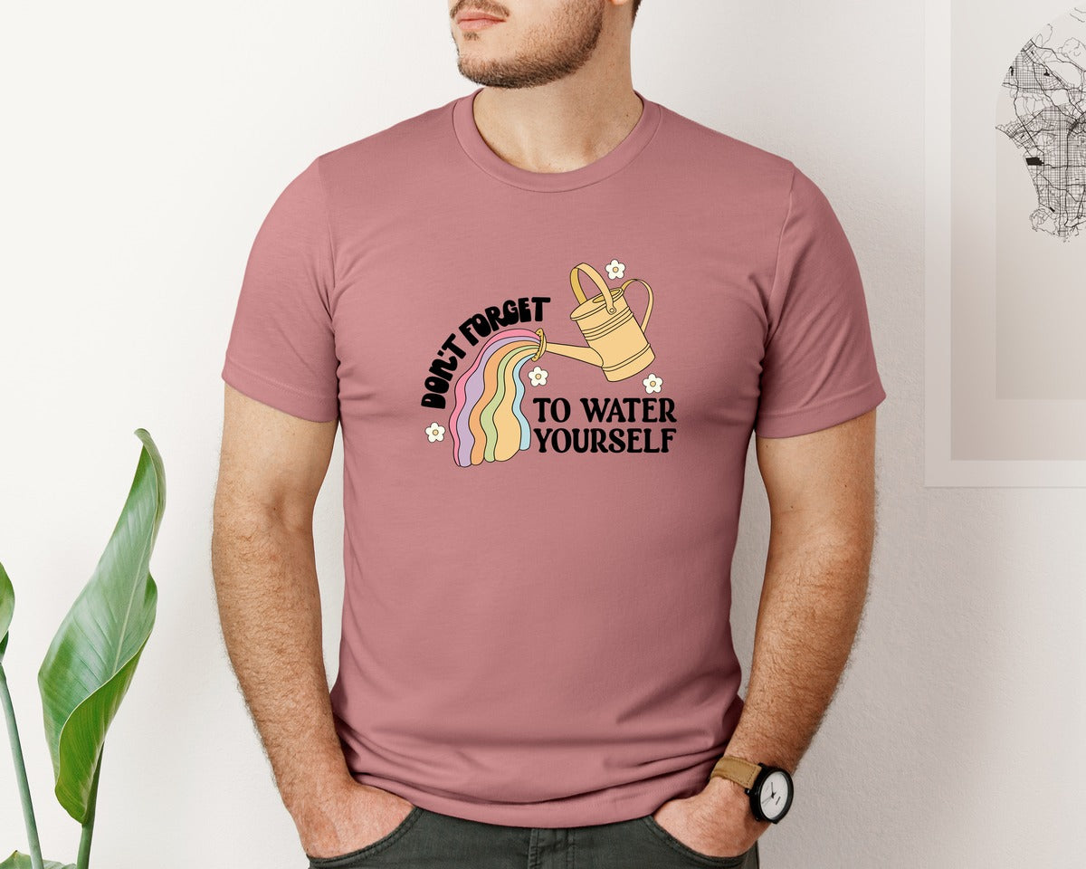 brand:Bella Canvas|color:Heather Mauve|Dont Forget To Water Yourself Graphic T-Shirt