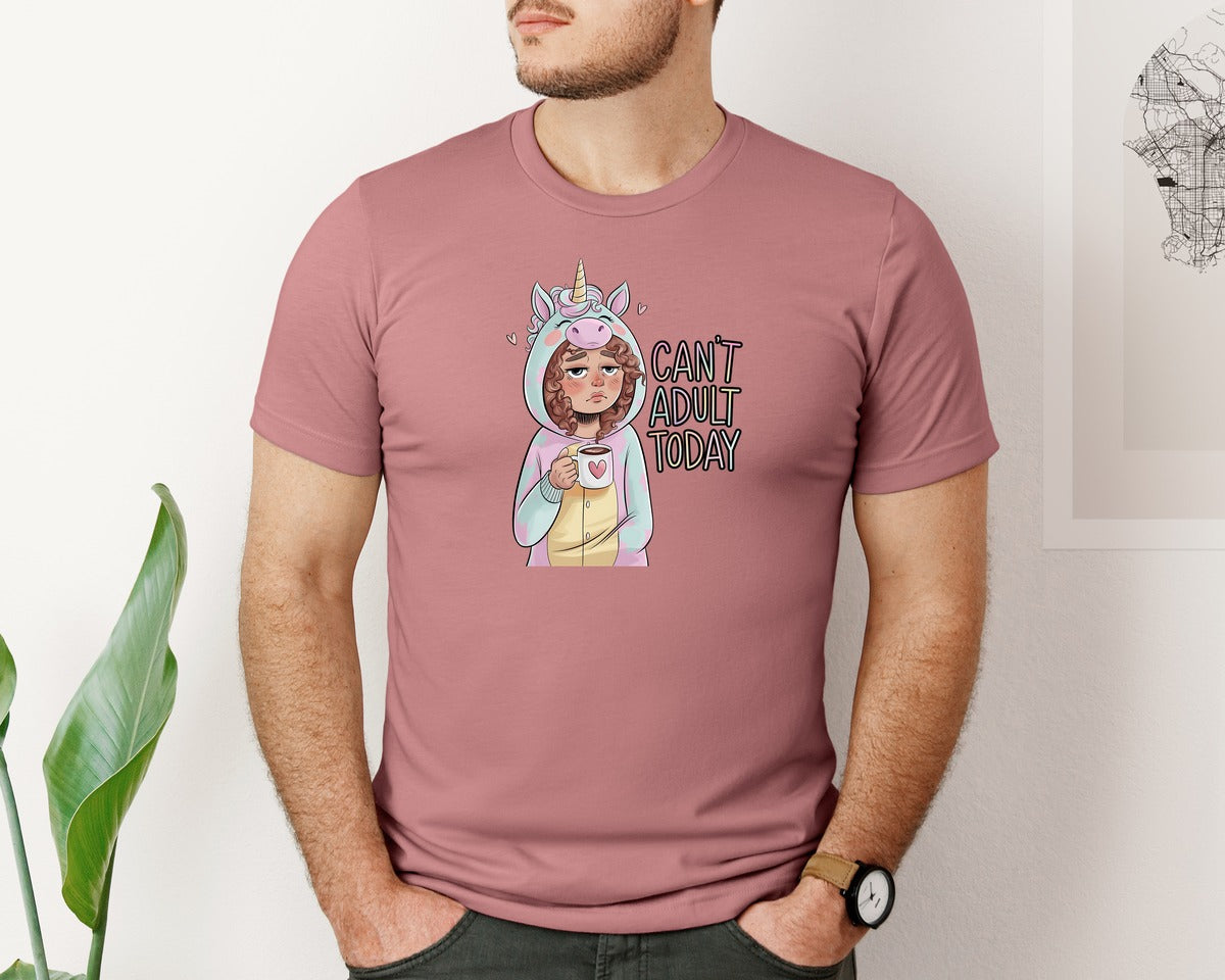 brand:Bella Canvas|color:Heather Mauve|Cant Adult Today Sarsactic Funny Girl Graphic T-Shirt