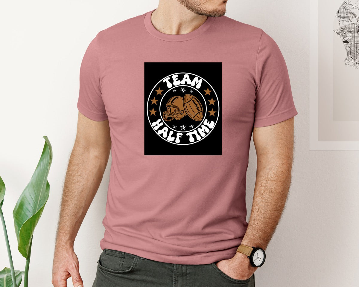 brand:Bella Canvas|color:Heather Mauve|Team Halftime Super Bowl Football Design 2 Graphic T-Shirt