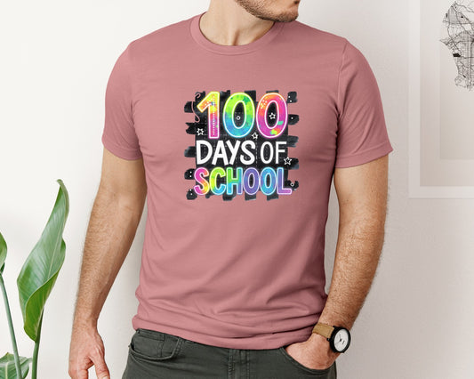 Colorful Neon 100 Days Of School Graphic T-Shirt