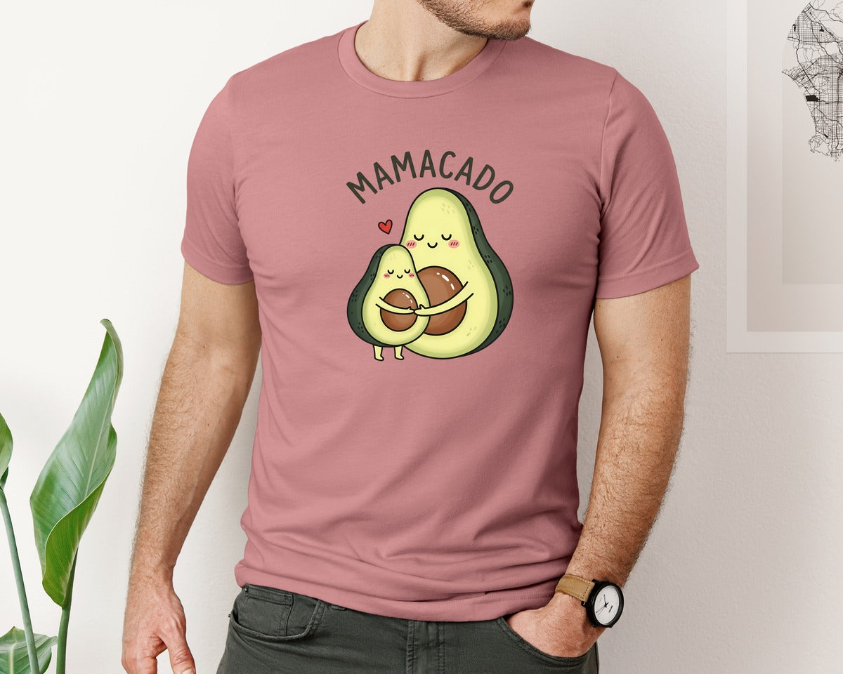 brand:Bella Canvas|color:Heather Mauve|Cute Avocado Mom Baby Graphic T-Shirt