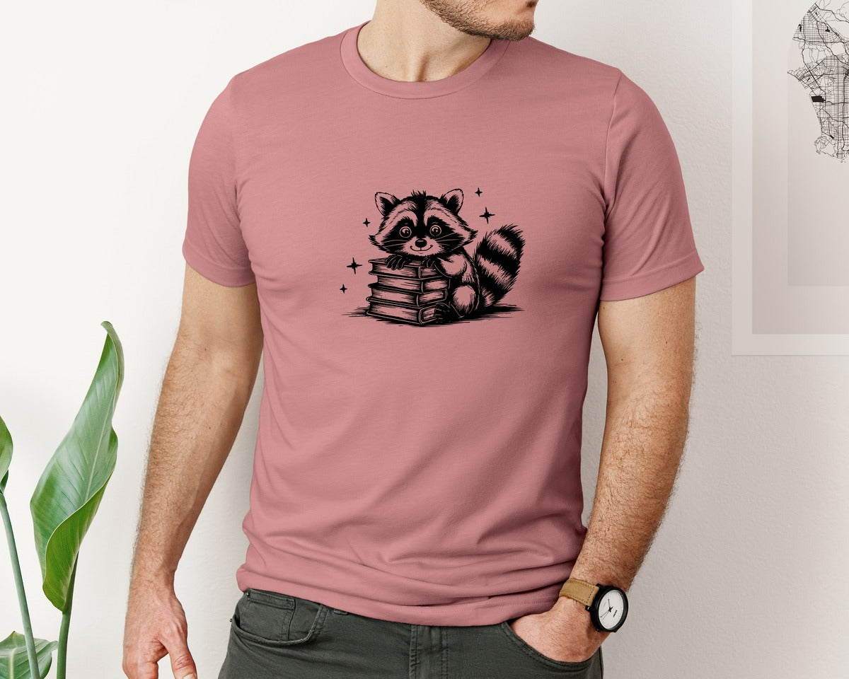 brand:Bella Canvas|color:Heather Mauve|Raccoon Design 2 Graphic T-Shirt