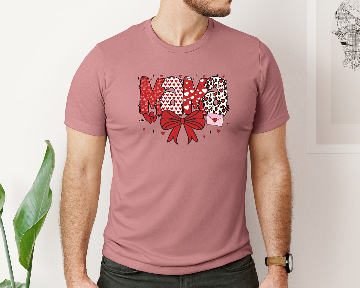 brand:Bella Canvas|color:Heather Mauve|Valentine Mama Coquette Valentine Graphic T-Shirt
