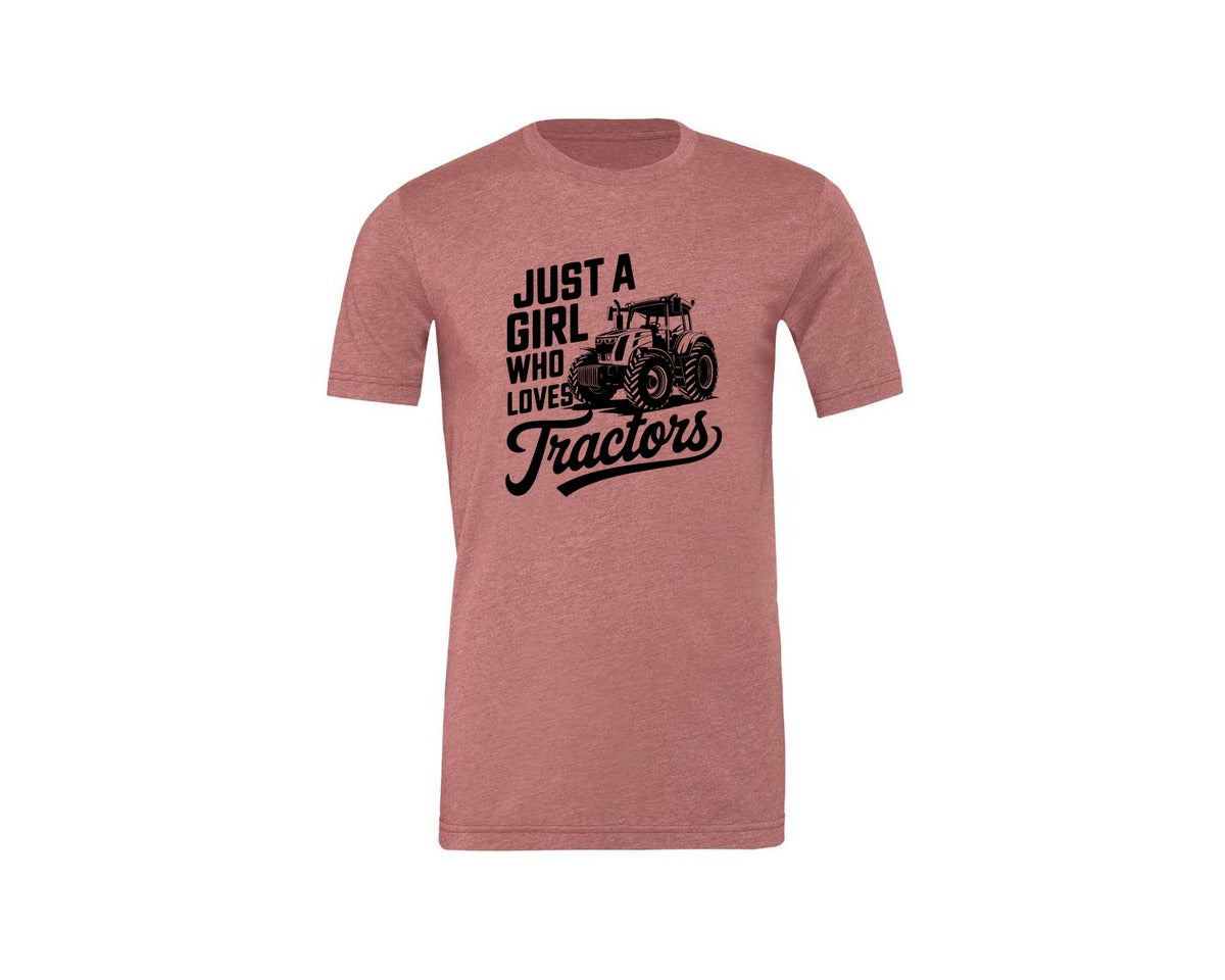 brand:Generic|color:Heather Mauve|Just A Girl Who Loves Tractors T Shi Graphic T-Shirt