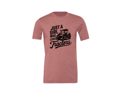 brand:Generic|color:Heather Mauve|Just A Girl Who Loves Tractors T Shi Graphic T-Shirt