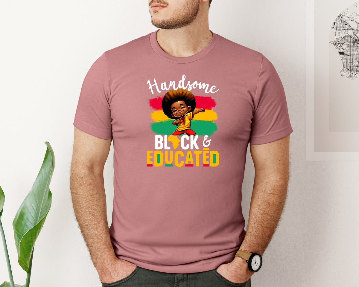 brand:Bella Canvas|color:Heather Mauve|African American Boy Black History Pride Graphic T-Shirt