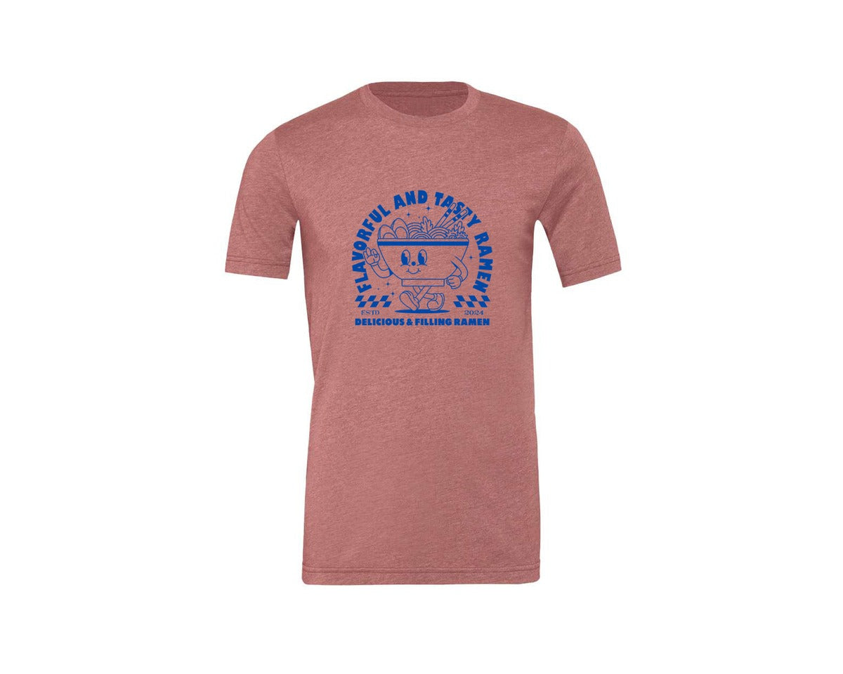 brand:Generic|color:Heather Mauve|Retro Ramen Noodle Cartoon Mascot Design Graphic T-Shirt