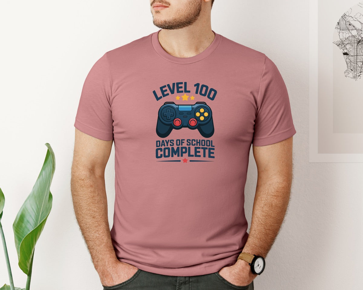 brand:Bella Canvas|color:Heather Mauve|Level 100 Days Of School Complete 5 Graphic T-Shirt