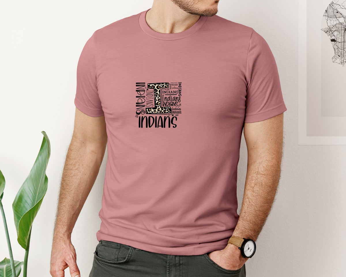 brand:Bella Canvas|color:Heather Mauve|Indians Graphic T-Shirt