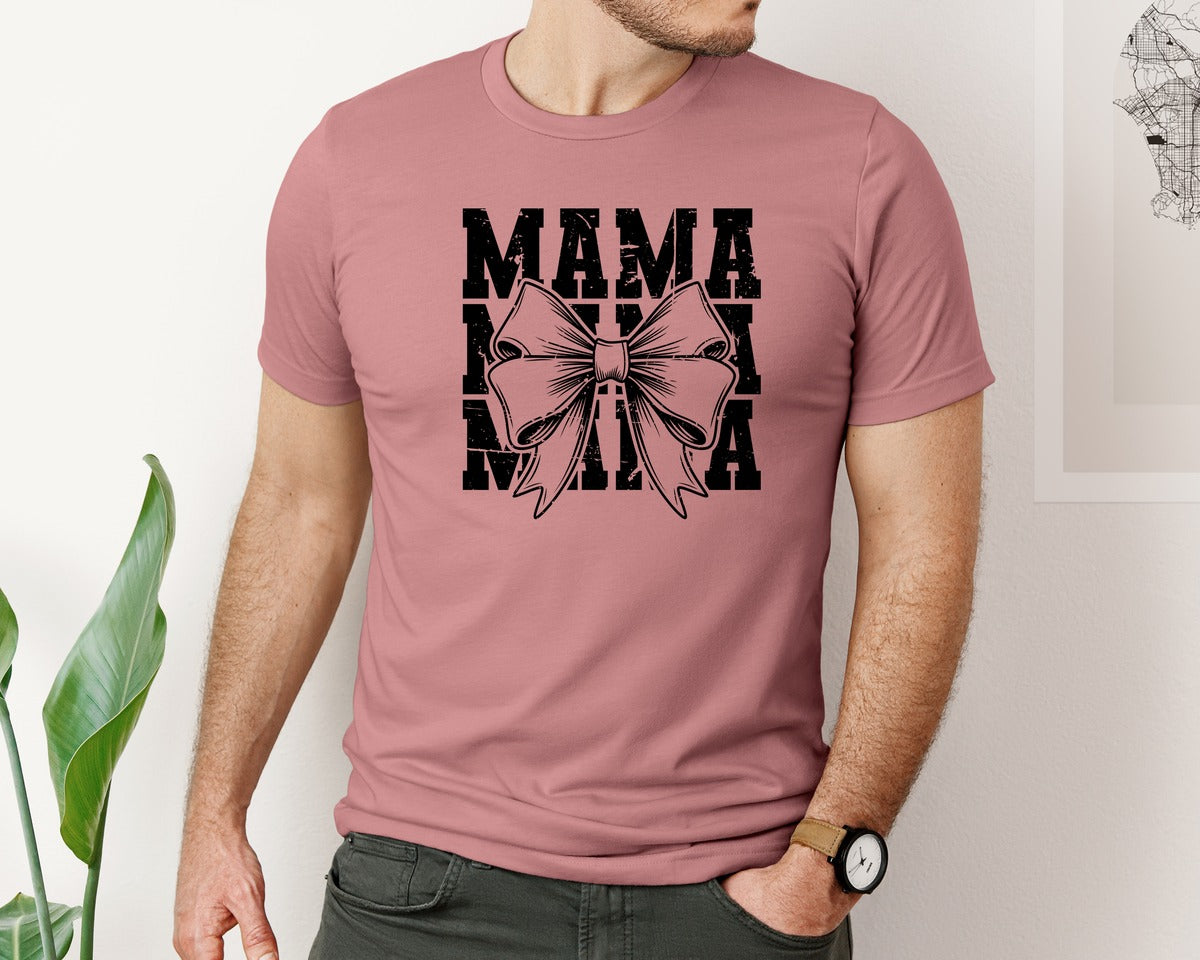 brand:Bella Canvas|color:Heather Mauve|Mama Mom Mama Coquette Graphic T-Shirt