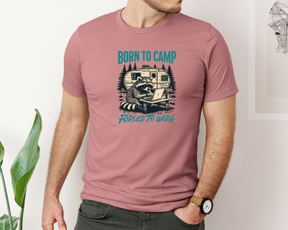 brand:Bella Canvas|color:Heather Mauve|Funny Raccoon Forest Camping Quotes Graphic T-Shirt