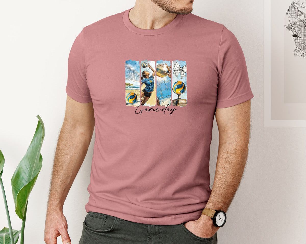 brand:Bella Canvas|color:Heather Mauve|Volleyball Game Day 3 Graphic T-Shirt