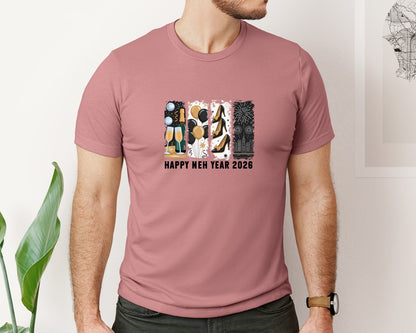 brand:Bella Canvas|color:Heather Mauve|New Year New Years 2026 Graphic T-Shirt