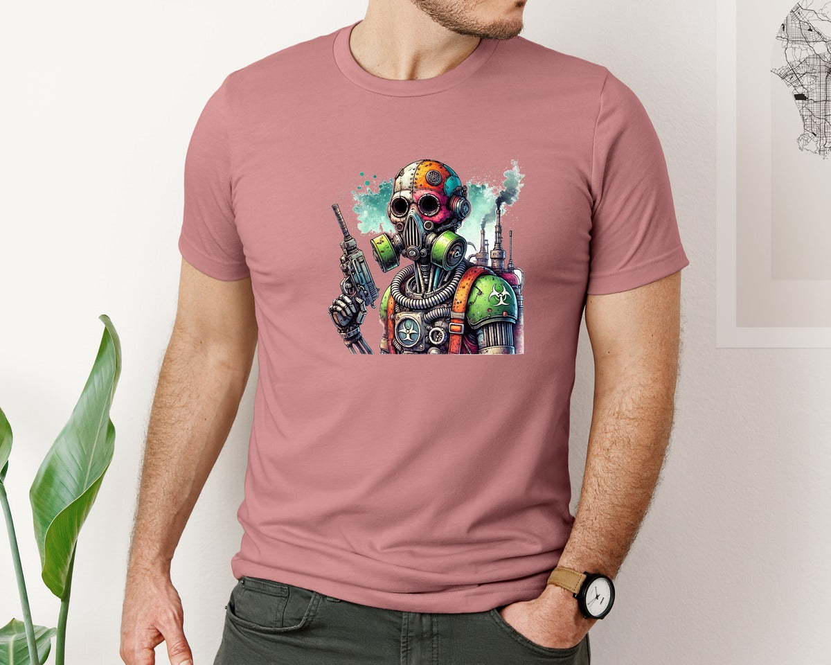 brand:Bella Canvas|color:Heather Mauve|Robot Sublimationsticker Graphic T-Shirt