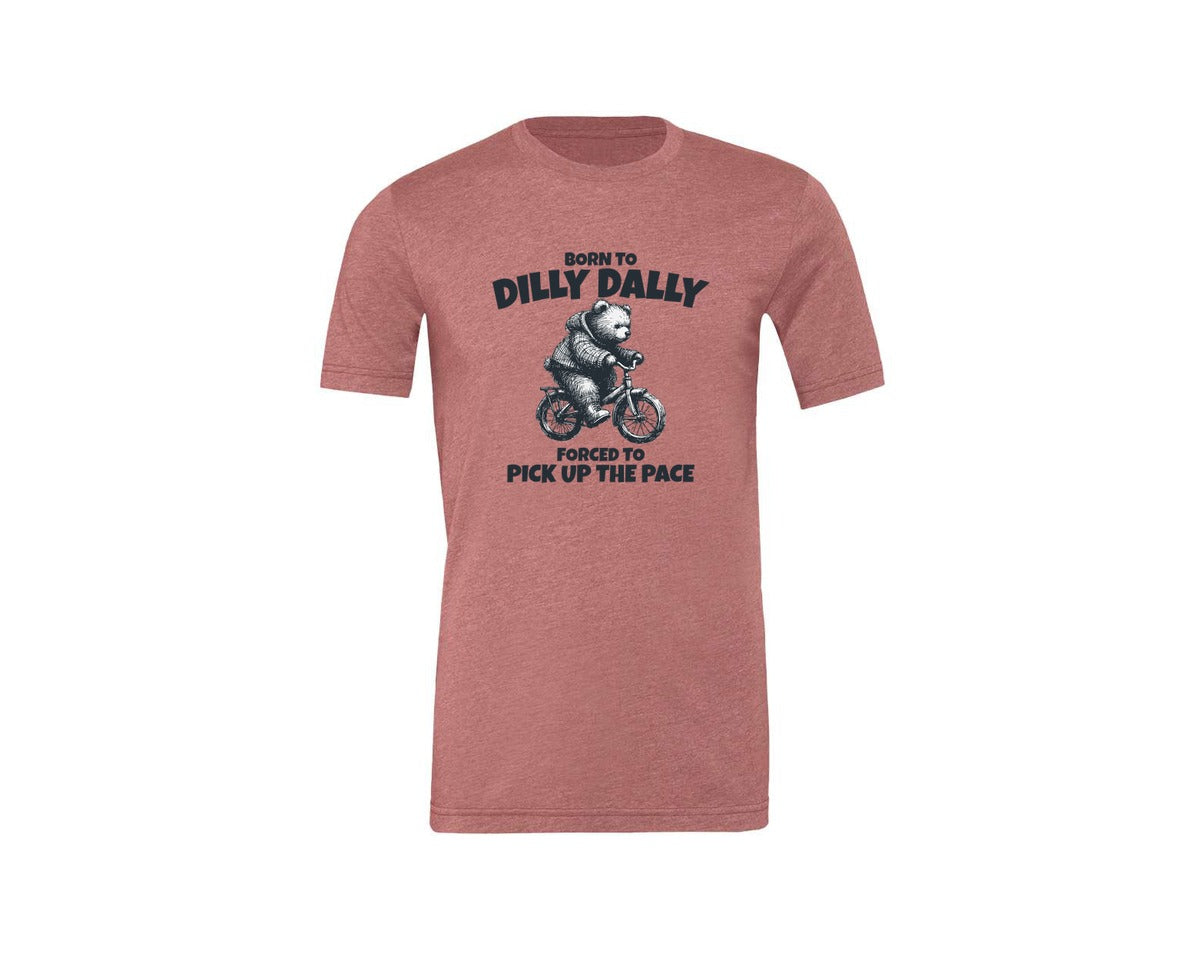 brand:Generic|color:Heather Mauve|Born To Dilly Dally Little Bear Shirt Graphic T-Shirt