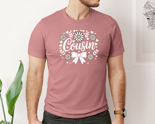 Cousin Daisy Flowers Bow Hearts Design Graphic T-Shirt